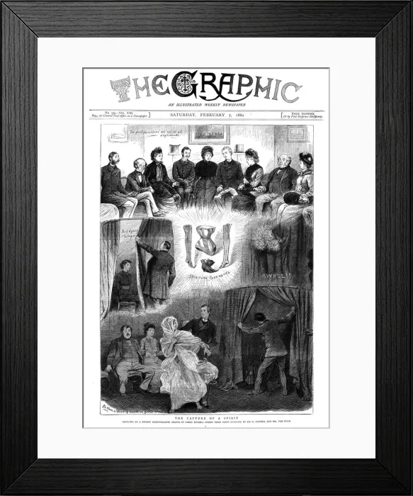 Framed Print : Spirit unmasked at a London seance, 1880 Framed Print : Spirit unmasked at a London seance, 1880