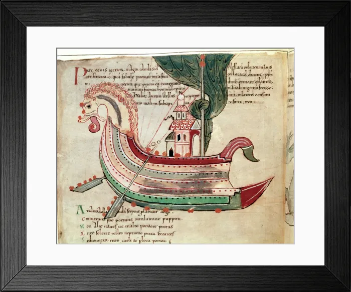 Framed Print : Norse dragon-prowed ship, c10th Century Framed Print : Norse dragon-prowed ship, c10th Century