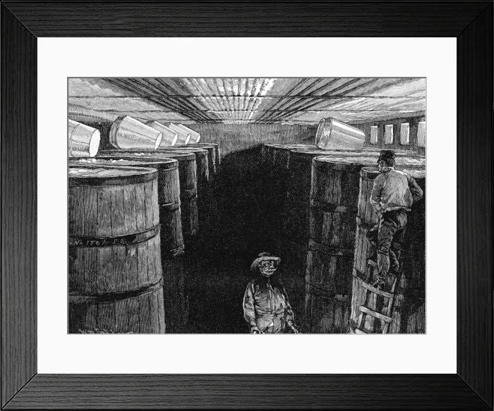 Framed Print : Fermenting cellar in an American brewery, 1885 Framed Print : Fermenting cellar in an American brewery, 1885