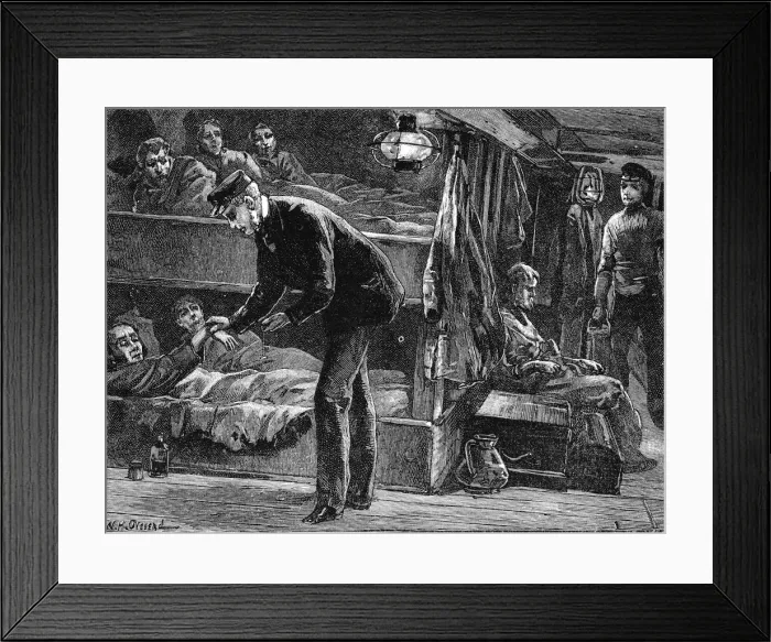 Framed Print : Taking the pulse of a sick Irish emigrant on board ship, (1840s) c1890 Framed Print : Taking the pulse of a sick Irish emigrant on board ship, (1840s) c1890