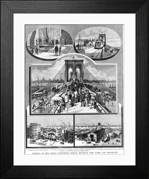 Framed Print : Brooklyn Suspension Bridge, New York, 1883 Framed Print : Brooklyn Suspension Bridge, New York, 1883