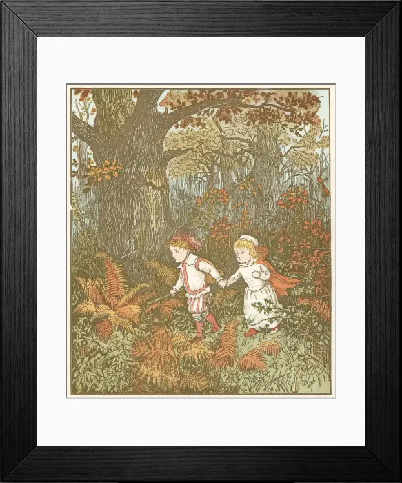 Framed Print : Scene from The Babes (Children) in the Wood, 1878. Artist: Randolph Caldecott Framed Print : Scene from The Babes (Children) in the Wood, 1878. Artist: Randolph Caldecott
