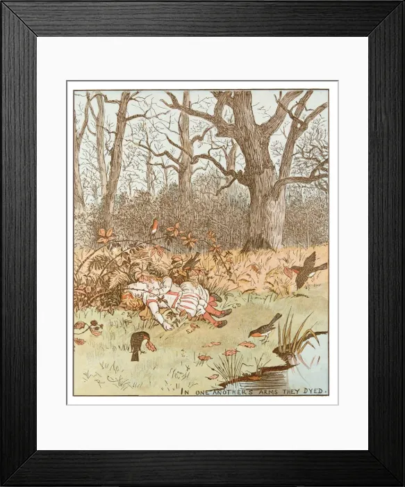 Framed Print : Scene from The Babes in the Wood, 1878. Artist: Randolph Caldecott Framed Print : Scene from The Babes in the Wood, 1878. Artist: Randolph Caldecott