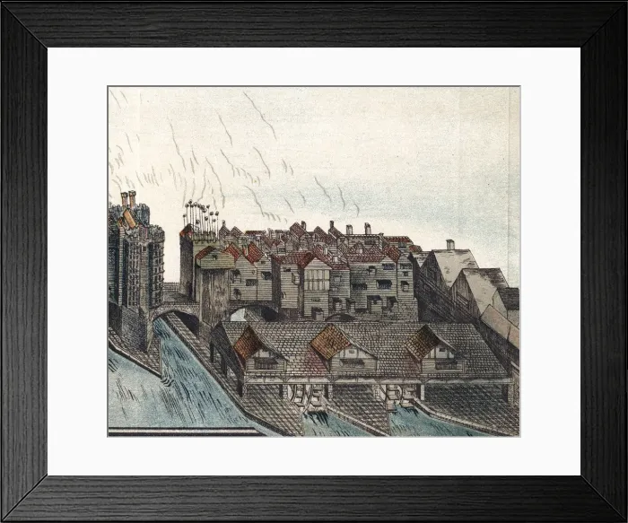 Framed Print : Part of Old London Bridge, c1600 Framed Print : Part of Old London Bridge, c1600