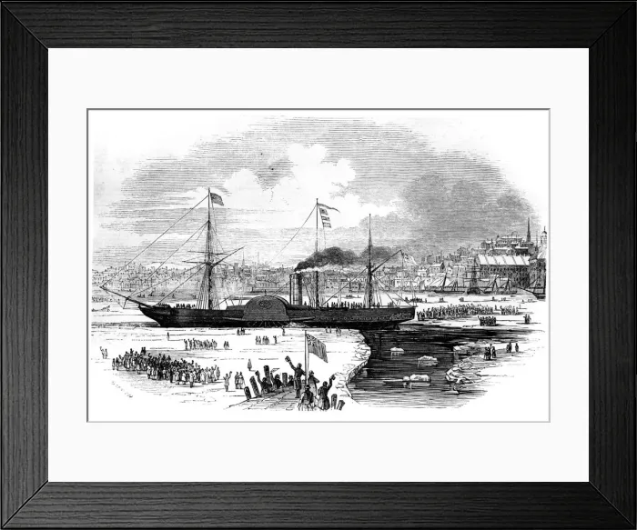 Framed Print : Cunard Lines first transatlantic liner Britannia leaving Boston, Massachusetts, USA, 1847. Artist: Smyth Framed Print : Cunard Lines first transatlantic liner Britannia leaving Boston, Massachusetts, USA, 1847. Artist: Smyth