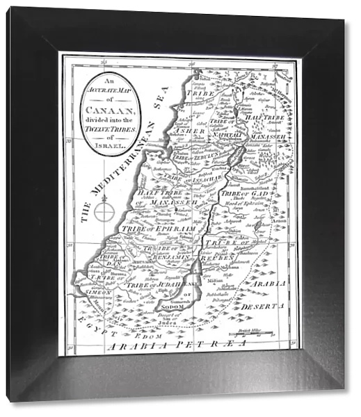 Map of Canaan divided into the twelve tribes of Israel, c1830