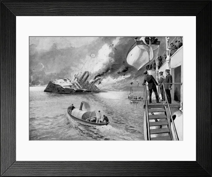 Framed Print : Rescuing survivors from sinking Russian vessel, Russo-Japanese War, 1904 Framed Print : Rescuing survivors from sinking Russian vessel, Russo-Japanese War, 1904