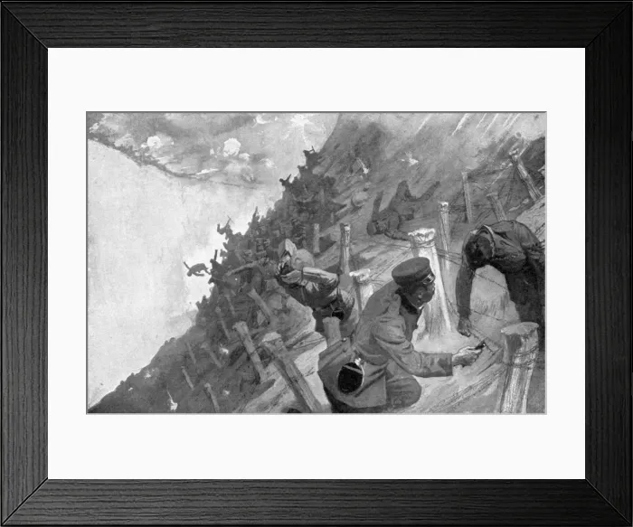 Framed Print : Japanese troops massacred crossing Russian barbed wire, Russo-Japanese War, 1904-5 Framed Print : Japanese troops massacred crossing Russian barbed wire, Russo-Japanese War, 1904-5