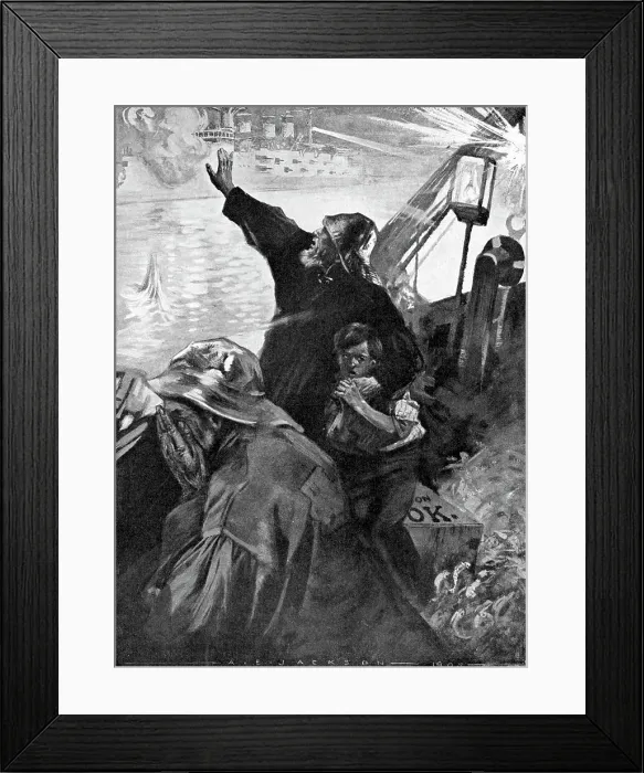 Framed Print : Russian Baltic Fleet attacking fishing boats, Russo-Japanese War, 1904-5 Framed Print : Russian Baltic Fleet attacking fishing boats, Russo-Japanese War, 1904-5