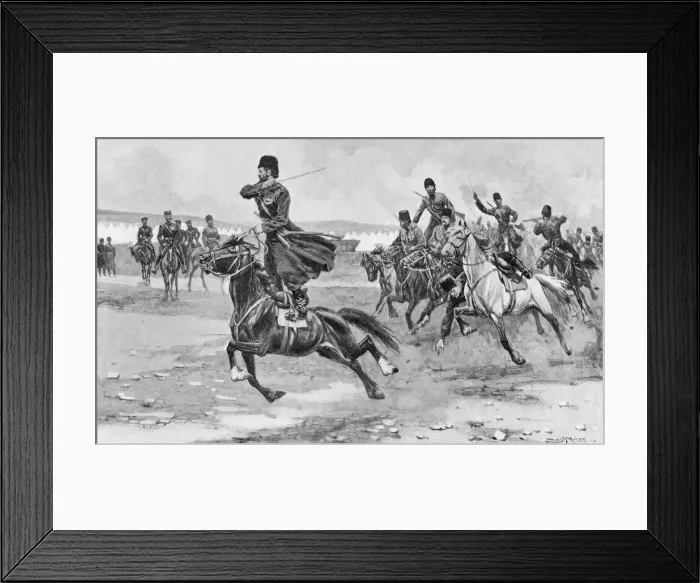 Framed Print : Russian Cossacks at drill, Russo-Japanese War, 1904-5 Framed Print : Russian Cossacks at drill, Russo-Japanese War, 1904-5