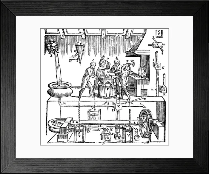 Framed Print : Hero of Alexandrias mechanical blacksmiths, (1st century) 1647 Framed Print : Hero of Alexandrias mechanical blacksmiths, (1st century) 1647