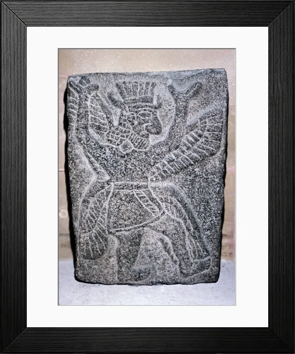 Framed Print : Neo-Hittite stone relief of a winged figure, c9th century BC Framed Print : Neo-Hittite stone relief of a winged figure, c9th century BC