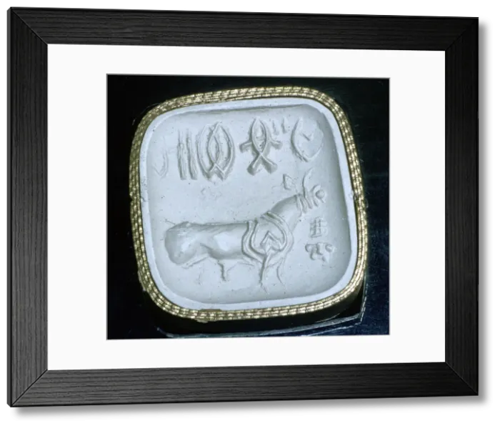 Framed Print : Cylinder seal with a bull, Indus Valley, Harappa, 2500-2000 BC Framed Print : Cylinder seal with a bull, Indus Valley, Harappa, 2500-2000 BC