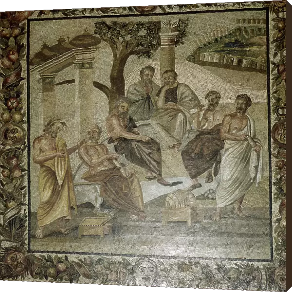Roman mosaic of Plato and his school of philosophers, Pompeii, Italy