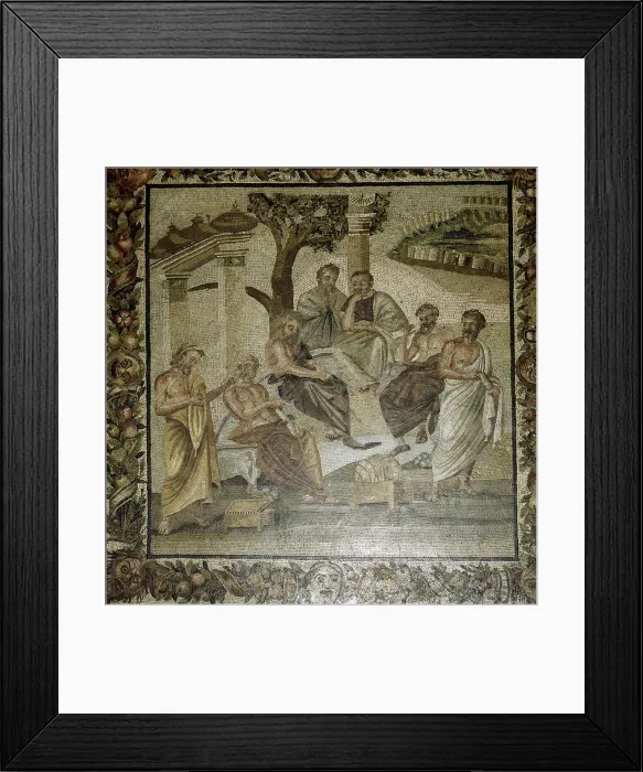 Framed Print : Roman mosaic of Plato and his school of philosophers, Pompeii, Italy Framed Print : Roman mosaic of Plato and his school of philosophers, Pompeii, Italy