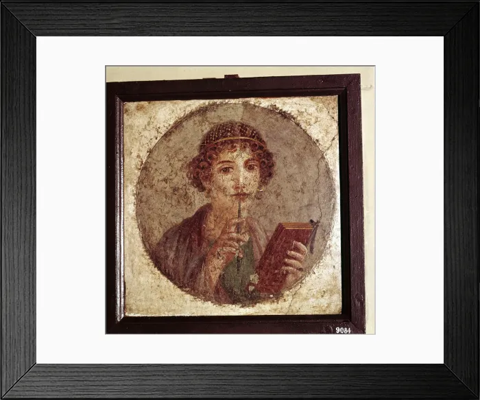 Framed Print : Portrait painting of Sappho, Pompeii, Italy Framed Print : Portrait painting of Sappho, Pompeii, Italy