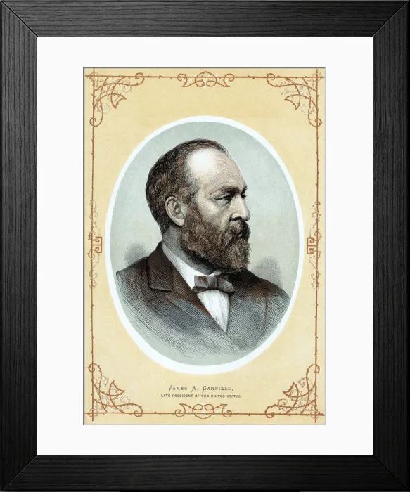 Framed Print : Posthomous portrait of James Abram Garfield, c1885 Framed Print : Posthomous portrait of James Abram Garfield, c1885