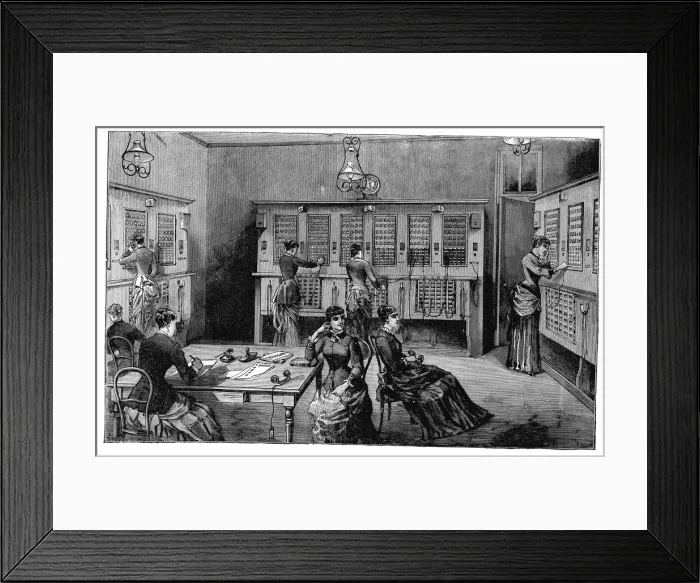 Framed Print : Central Telephone Exchange, Paris, 1883 Framed Print : Central Telephone Exchange, Paris, 1883