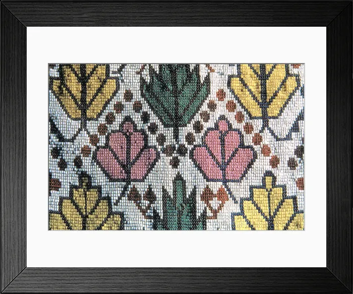Framed Print : Detail of a Bandolier bag displaying 19th century woven beadwork, 19th century Framed Print : Detail of a Bandolier bag displaying 19th century woven beadwork, 19th century
