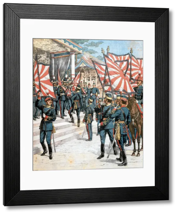 Framed Print : Emperor of Japan presenting colours to Japanese regiments, 1904 Framed Print : Emperor of Japan presenting colours to Japanese regiments, 1904