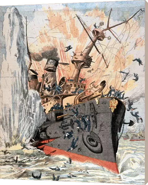 Russian ship sunk by Japanese torpedo, Russo-Japanese War, 1904