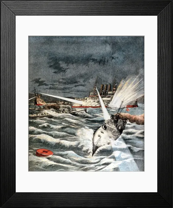 Framed Print : Japanese torpedo boats making surprise attack, Russo-Japanese War, 1904 Framed Print : Japanese torpedo boats making surprise attack, Russo-Japanese War, 1904