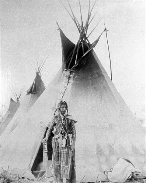 Black Foot outside his tent, North American Indian, c1885-90