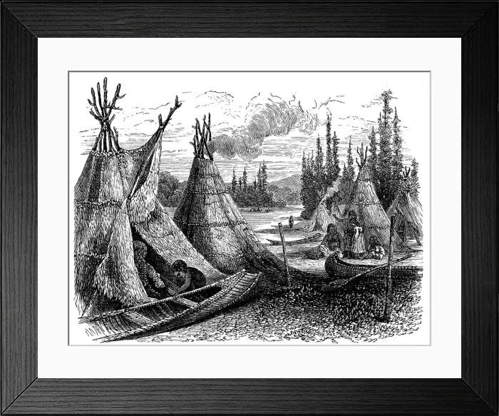 Framed Print : North American Cree Indian settlement in summer, 1874 Framed Print : North American Cree Indian settlement in summer, 1874