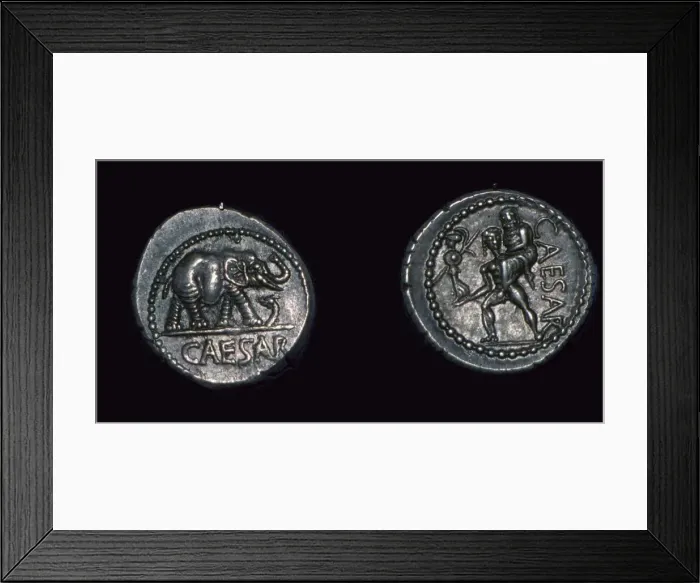 Framed Print : Late republican denarii of Julius Caesar, 1st century BC Framed Print : Late republican denarii of Julius Caesar, 1st century BC
