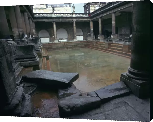 The Roman Baths at Bath, established shortly after the occupation