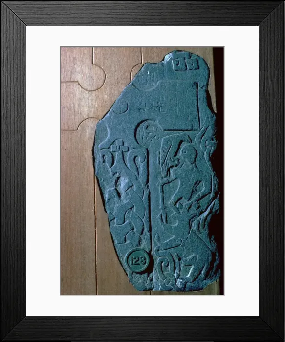 Framed Print : Thorwalds Cross-slab, a Viking cross slab showing Ragnarok, 10th century Framed Print : Thorwalds Cross-slab, a Viking cross slab showing Ragnarok, 10th century