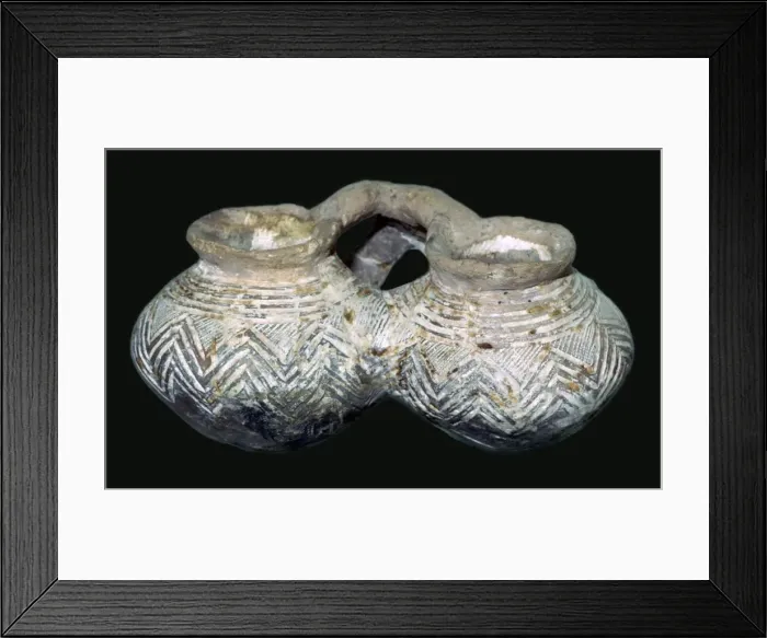 Framed Print : Twin beaker from Malta. 21st century BC Framed Print : Twin beaker from Malta. 21st century BC