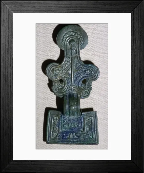 Framed Print : Anglo-Saxon square-headed brooch from a grave, 5th century Framed Print : Anglo-Saxon square-headed brooch from a grave, 5th century