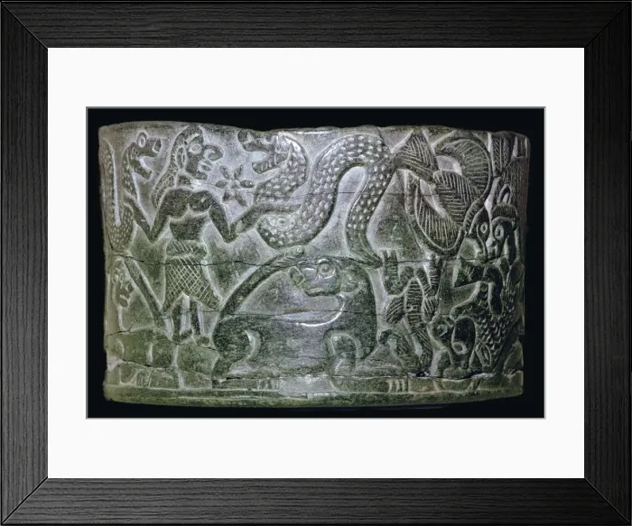 Framed Print : Steatite bowl with mythological scenes Framed Print : Steatite bowl with mythological scenes