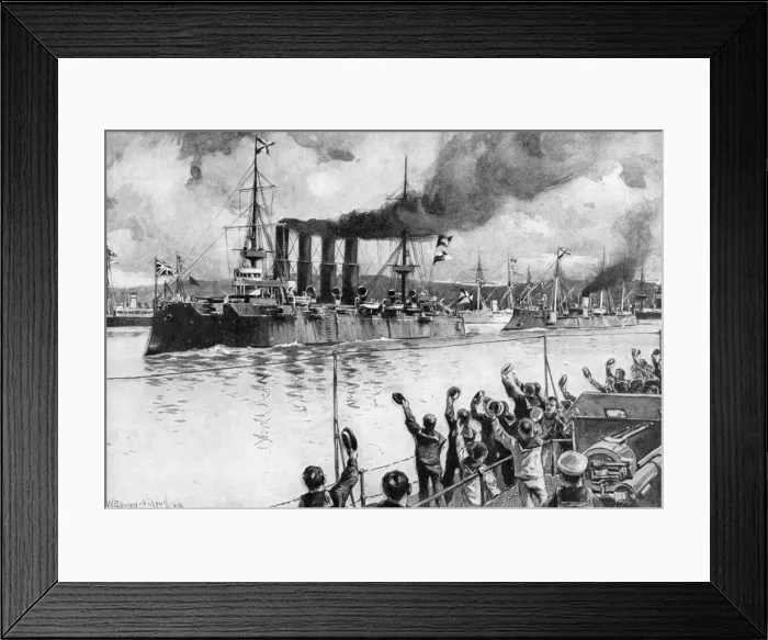 Framed Print : Russian cruiser on its way to the Battle of Chemulpo, Russo-Japanese War, 1904-5 Framed Print : Russian cruiser on its way to the Battle of Chemulpo, Russo-Japanese War, 1904-5