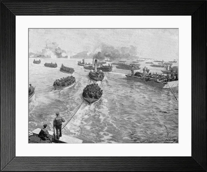 Framed Print : Japanese naval brigade landing under fire at Pitsewo, Russo-Japanese War, 1904-5 Framed Print : Japanese naval brigade landing under fire at Pitsewo, Russo-Japanese War, 1904-5