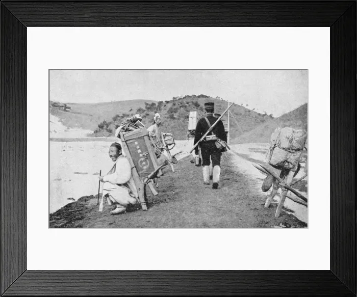 Framed Print : Korean coolies acting as porters for Japanese soldiers, Russo-Japanese War, 1904-5 Framed Print : Korean coolies acting as porters for Japanese soldiers, Russo-Japanese War, 1904-5
