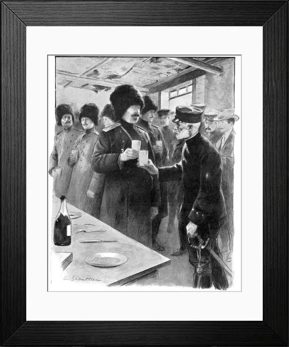 Framed Print : Russian and Japanese generals sharing a toast, Russo-Japanese War 1904-5 Framed Print : Russian and Japanese generals sharing a toast, Russo-Japanese War 1904-5