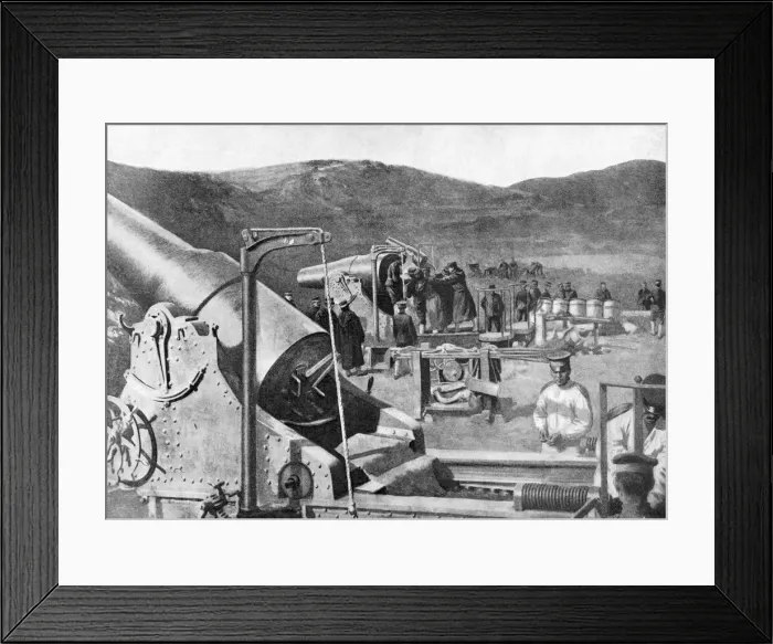 Framed Print : Battery of Japanese siege guns bombarding Port Arthur, Russo-Japanese War, 1904-5 Framed Print : Battery of Japanese siege guns bombarding Port Arthur, Russo-Japanese War, 1904-5