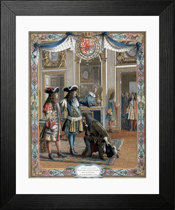 Framed Print : Louis XIV proclaiming duc d Anjou King of Spain, War of Succession, (1700) 19th century Framed Print : Louis XIV proclaiming duc d Anjou King of Spain, War of Succession, (1700) 19th century