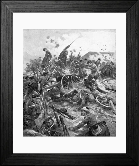 Framed Print : Japanese troops storming Russian Fort, Russo-Japanese War, 1904-5