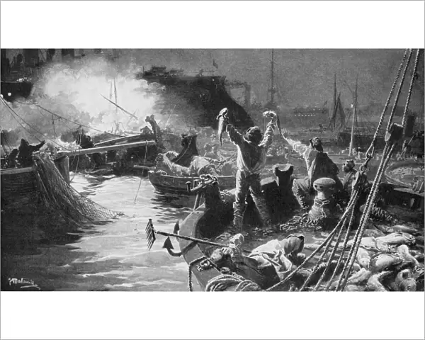 Russian fleet bombarding English fishing boats in the North Sea, Russo-Japanese War 1904-5