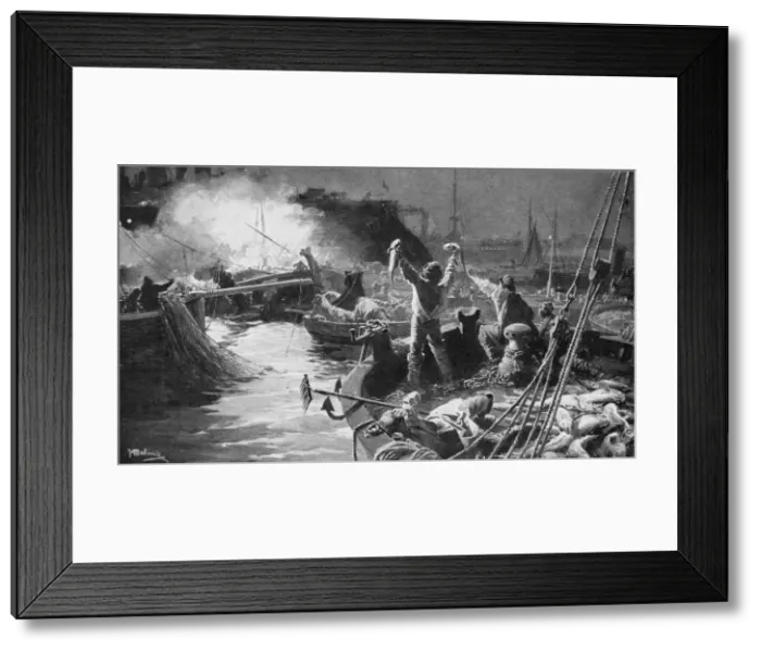 Framed Print : Russian fleet bombarding English fishing boats in the North Sea, Russo-Japanese War 1904-5 Framed Print : Russian fleet bombarding English fishing boats in the North Sea, Russo-Japanese War 1904-5