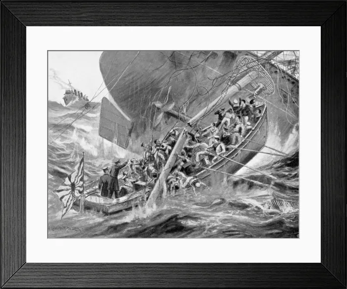 Framed Print : Japanese warship Hatsuse foundering, Russo-Japanese War, 1904-5 Framed Print : Japanese warship Hatsuse foundering, Russo-Japanese War, 1904-5