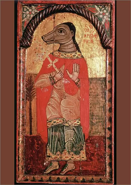 Byzantine icon of St Christopher with a dogs head