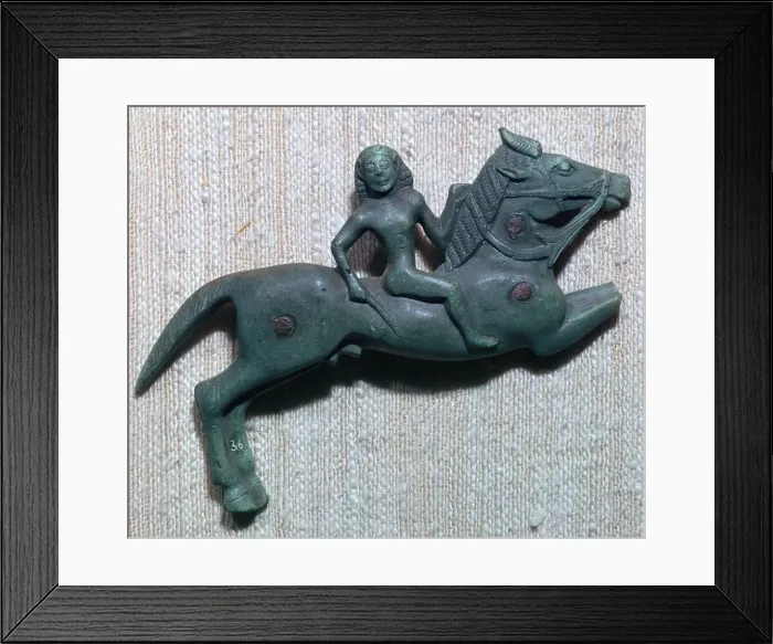 Framed Print : Archaic Greek bronze of a horse and rider, 6th century BC