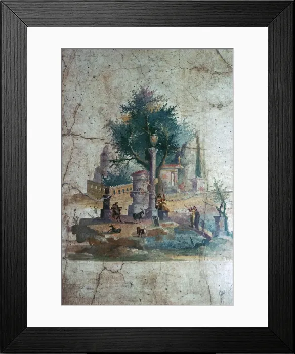 Framed Print : Roman wall-painting of a mythical landscape, c. 1st century Framed Print : Roman wall-painting of a mythical landscape, c. 1st century