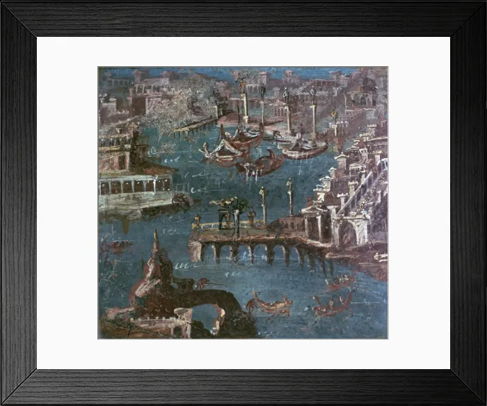 Framed Print : Roman wall-painting of a harbour scene Framed Print : Roman wall-painting of a harbour scene