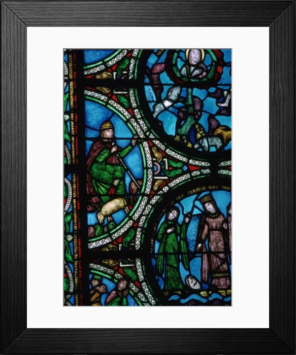Framed Print : Detail of a stained glass window showing the story of Moses, 12th century Framed Print : Detail of a stained glass window showing the story of Moses, 12th century