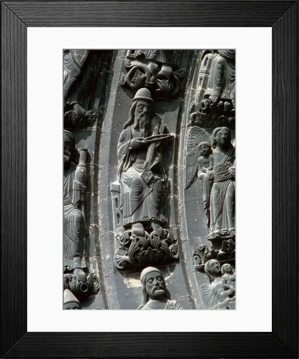 Framed Print : Musicians above the west door of St Denis, 12th century Framed Print : Musicians above the west door of St Denis, 12th century